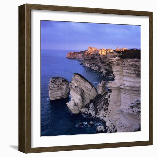 The Falaise and Haute Ville at Dawn, Bonifacio, South Corsica, Corsica, France, Mediterranean, Euro-Stuart Black-Framed Photographic Print