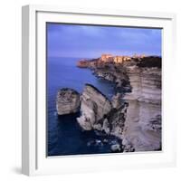 The Falaise and Haute Ville at Dawn, Bonifacio, South Corsica, Corsica, France, Mediterranean, Euro-Stuart Black-Framed Photographic Print