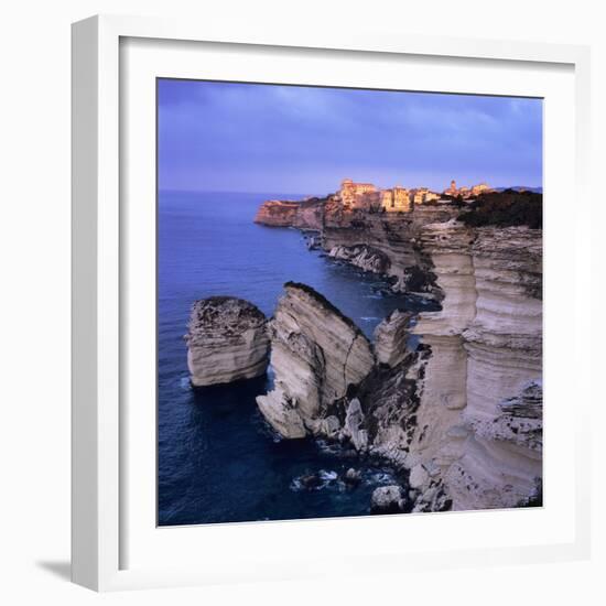 The Falaise and Haute Ville at Dawn, Bonifacio, South Corsica, Corsica, France, Mediterranean, Euro-Stuart Black-Framed Photographic Print