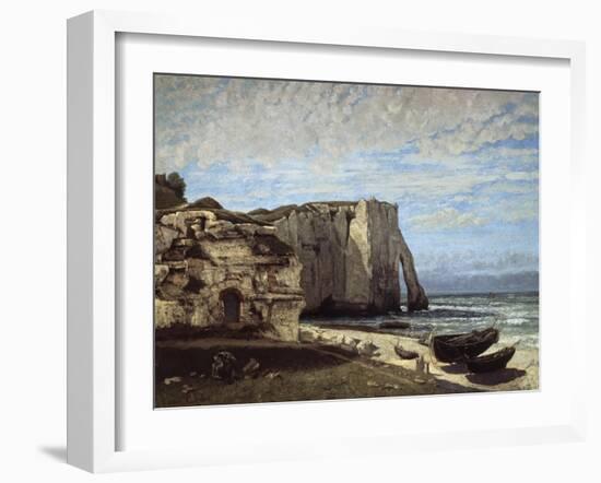 The Falaises D'Etretat Apres L'Orage-Gustave Courbet-Framed Giclee Print