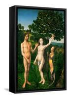 The Fall. Adam and Eve tempted by the snake. Diptych of the Fall and the Redemption.-Hugo van der Goes-Framed Stretched Canvas