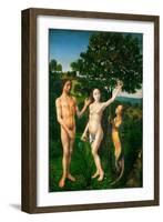 The Fall. Adam and Eve tempted by the snake. Diptych of the Fall and the Redemption.-Hugo van der Goes-Framed Giclee Print