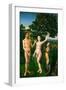 The Fall. Adam and Eve tempted by the snake. Diptych of the Fall and the Redemption.-Hugo van der Goes-Framed Giclee Print