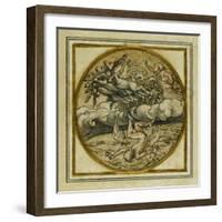 The Fall of Icarus - Design for a Pendant or Hat Badge, C.1532-43-Hans Holbein the Younger-Framed Giclee Print