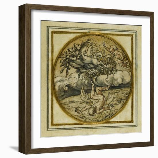 The Fall of Icarus - Design for a Pendant or Hat Badge, C.1532-43-Hans Holbein the Younger-Framed Giclee Print