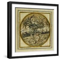 The Fall of Icarus - Design for a Pendant or Hat Badge, C.1532-43-Hans Holbein the Younger-Framed Giclee Print