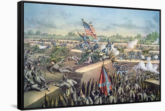 The Fall of Petersburg to the Union Army, 2nd April 1965, Engraved by Kurz and Allison, 1893-American School-Framed Stretched Canvas
