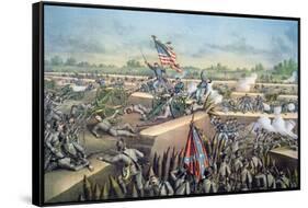 The Fall of Petersburg to the Union Army, 2nd April 1965, Engraved by Kurz and Allison, 1893-American School-Framed Stretched Canvas