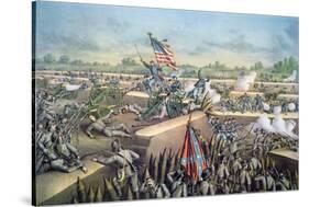 The Fall of Petersburg to the Union Army, 2nd April 1965, Engraved by Kurz and Allison, 1893-American School-Stretched Canvas