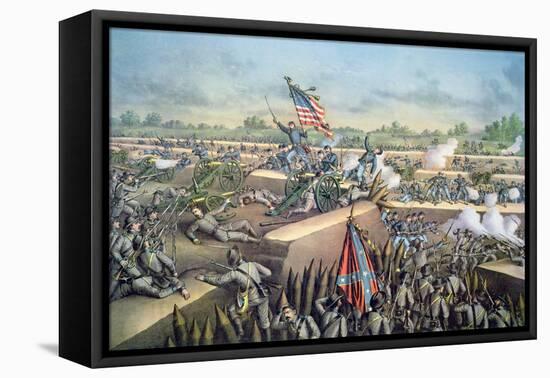 The Fall of Petersburg to the Union Army, 2nd April 1965, Engraved by Kurz and Allison, 1893-American School-Framed Stretched Canvas