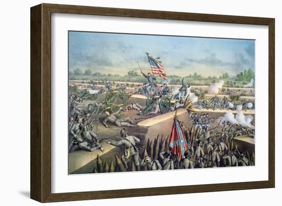 The Fall of Petersburg to the Union Army, 2nd April 1965, Engraved by Kurz and Allison, 1893-American School-Framed Giclee Print