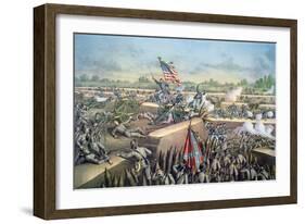 The Fall of Petersburg to the Union Army, 2nd April 1965, Engraved by Kurz and Allison, 1893-American School-Framed Giclee Print