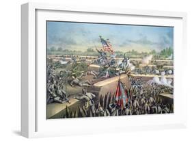 The Fall of Petersburg to the Union Army, 2nd April 1965, Engraved by Kurz and Allison, 1893-American School-Framed Giclee Print