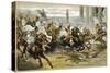 The Fall of Rome Alaric's Visigoths Ride Exuberantly into Rome-V. Checa-Stretched Canvas