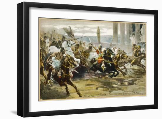 The Fall of Rome Alaric's Visigoths Ride Exuberantly into Rome-V. Checa-Framed Art Print