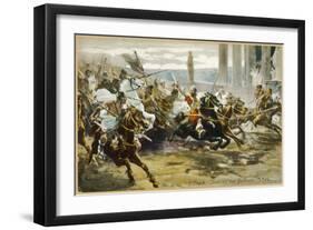 The Fall of Rome Alaric's Visigoths Ride Exuberantly into Rome-V. Checa-Framed Art Print