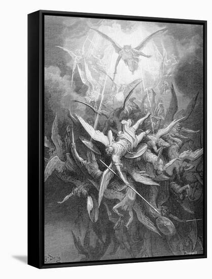The Fall of the Rebel Angels, from Book I of 'Paradise Lost' by John Milton (1608-74) C.1868-Gustave Dor?-Framed Stretched Canvas