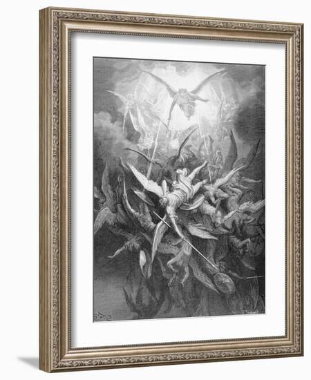 The Fall of the Rebel Angels, from Book I of 'Paradise Lost' by John Milton (1608-74) C.1868-Gustave Dor?-Framed Giclee Print
