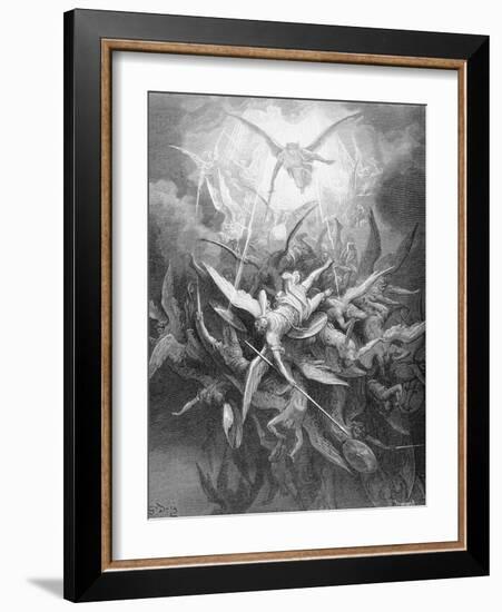 The Fall of the Rebel Angels, from Book I of 'Paradise Lost' by John Milton (1608-74) C.1868-Gustave Dor?-Framed Giclee Print