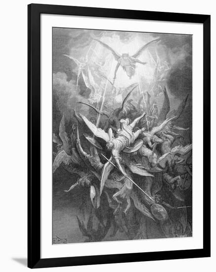 The Fall of the Rebel Angels, from Book I of 'Paradise Lost' by John Milton (1608-74) C.1868-Gustave Dor?-Framed Giclee Print