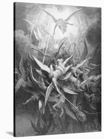 The Fall of the Rebel Angels, from Book I of 'Paradise Lost' by John Milton (1608-74) C.1868-Gustave Dor?-Stretched Canvas