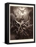 The Fall of the Rebel Angels-Gustave Dore-Framed Stretched Canvas