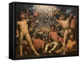 The Fall of the Titans, Ca 1590-Cornelis Van Haarlem-Framed Stretched Canvas