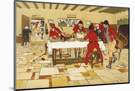 The Fallowfield Hunt, Breakfast at the Three Pigeons-Cecil Aldin-Mounted Premium Giclee Print