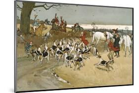 The Fallowfield Hunt, The Death-Cecil Aldin-Mounted Premium Giclee Print