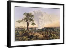 The Falls by Sunrise with the Spray Cloud Rising 1,200 Feet, 1865 (Colour Print)-Thomas Baines-Framed Giclee Print