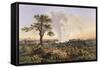 The Falls by Sunrise with the Spray Cloud Rising 1,200 Feet, 1865 (Colour Print)-Thomas Baines-Framed Stretched Canvas