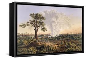 The Falls by Sunrise with the Spray Cloud Rising 1,200 Feet, 1865 (Colour Print)-Thomas Baines-Framed Stretched Canvas