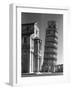 The Famed Leaning Tower of Pisa Standing Beside the Baptistry of the Cathedral-Margaret Bourke-White-Framed Photographic Print