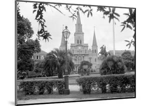 The Famed Old St. Louis Cathedral Faces Jackson Square or Place D'Armes-null-Mounted Photographic Print