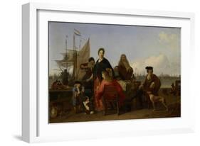 The Families and the Hooghe Bakhuysen the Meal at the Mussel Jetty at the IJ in Amsterdam-Ludolf Bakhuysen-Framed Art Print