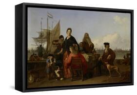 The Families and the Hooghe Bakhuysen the Meal at the Mussel Jetty at the IJ in Amsterdam-Ludolf Bakhuysen-Framed Stretched Canvas