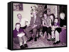 The Family Gathers around the Christmas Tree, Ca. 1956-null-Framed Stretched Canvas