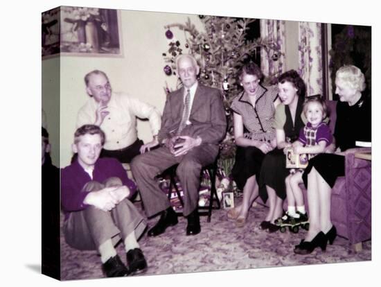 The Family Gathers around the Christmas Tree, Ca. 1956-null-Stretched Canvas