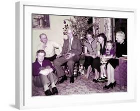 The Family Gathers around the Christmas Tree, Ca. 1956-null-Framed Photographic Print