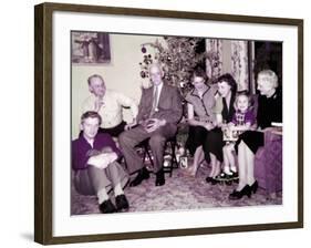 The Family Gathers around the Christmas Tree, Ca. 1956-null-Framed Photographic Print