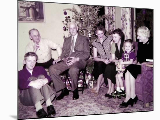 The Family Gathers around the Christmas Tree, Ca. 1956-null-Mounted Photographic Print