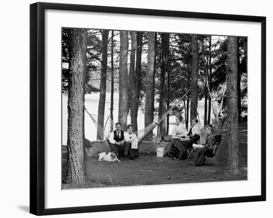The Family Has Picnic Among the Pines, Ca. 1900-null-Framed Photographic Print