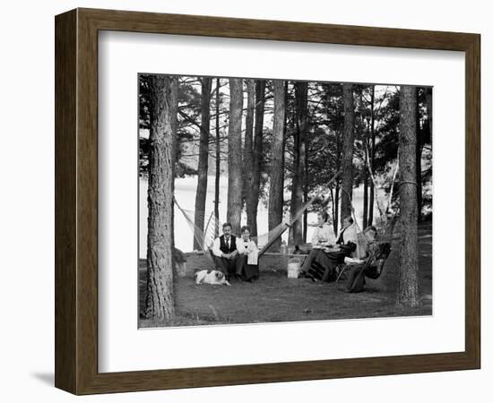 The Family Has Picnic Among the Pines, Ca. 1900-null-Framed Photographic Print