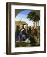 The Family John the Baptist Visiting with the Holy Family, 1817-Julius Schnorr von Carolsfeld-Framed Giclee Print