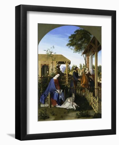 The Family John the Baptist Visiting with the Holy Family, 1817-Julius Schnorr von Carolsfeld-Framed Giclee Print