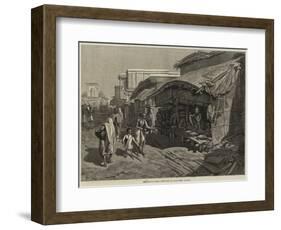 The Famine in India, Native Shop in Bazaar-Street, Calcutta-null-Framed Giclee Print