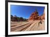 The Famous Jumping Tree Jerky Tree. Picturesque Striped Hills from Sandstone and Low Pines-kavram-Framed Photographic Print