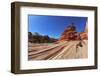 The Famous Jumping Tree Jerky Tree. Picturesque Striped Hills from Sandstone and Low Pines-kavram-Framed Photographic Print