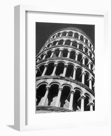 The Famous Leaning Tower, Spared by Shelling in Wwii, Still Standing, Pisa, Italy 1945-Margaret Bourke-White-Framed Photographic Print