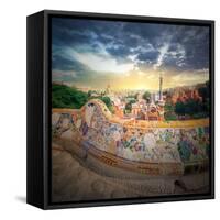 The Famous Park Guell in Barcelona, Spain-Hanna Slavinska-Framed Stretched Canvas